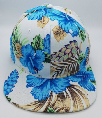 White Floral Hawaiian Print Cap